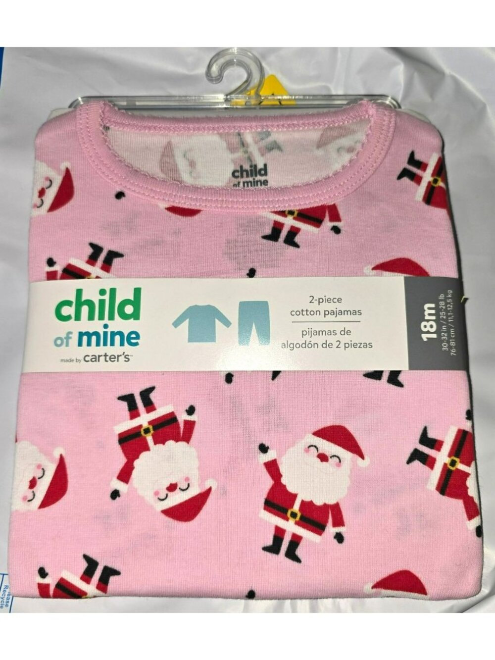 Pink Santa Christmas Pajamas Two-Piece Baby Cotton 18 Months LH4117